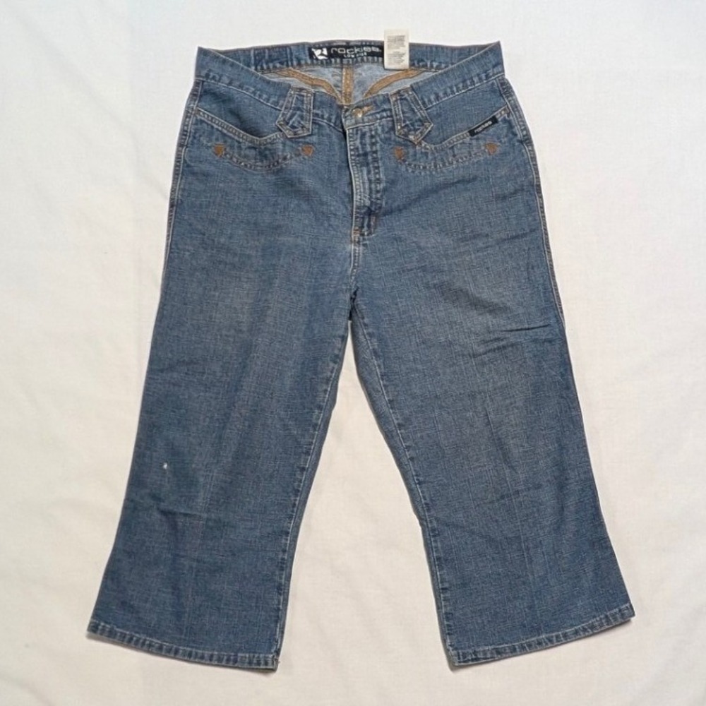 Rockies Womens Low Rise Denim Capri Pants Blue Medium Wash Size 13